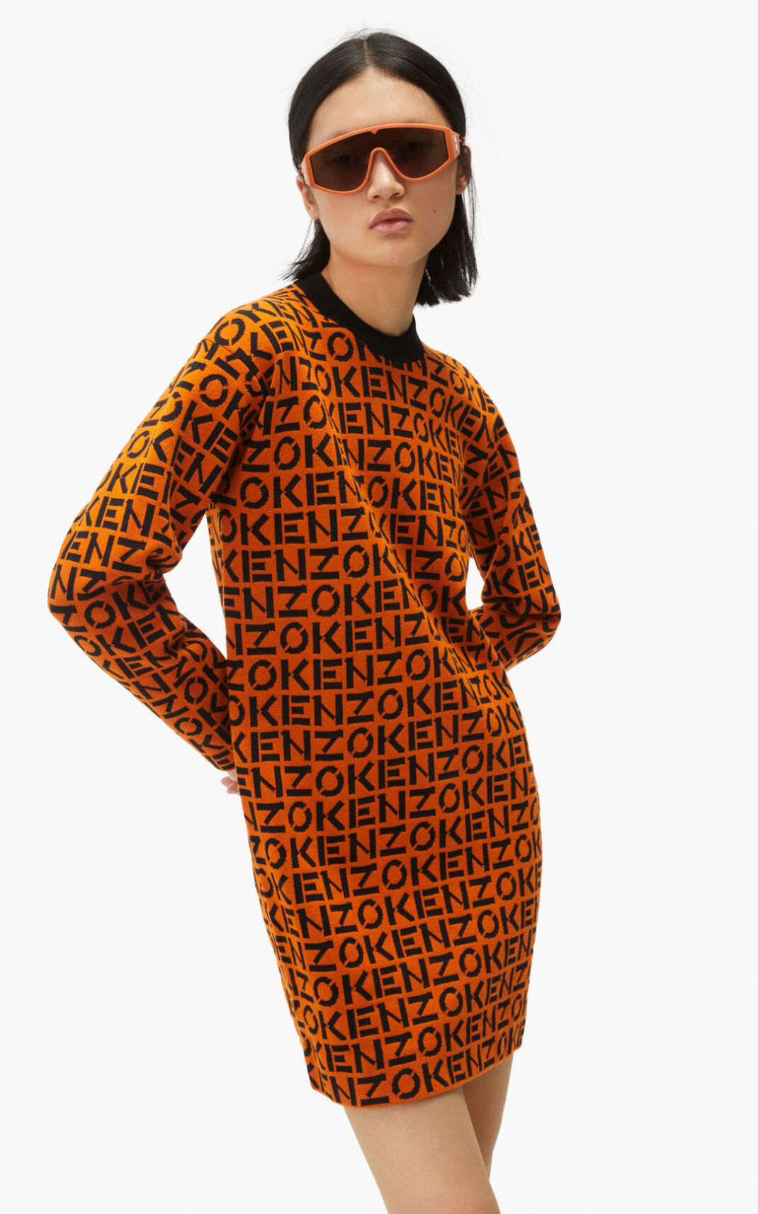 Kenzo Sport monogrammed Dress Deep Orange For Womens 3507GBCXQ